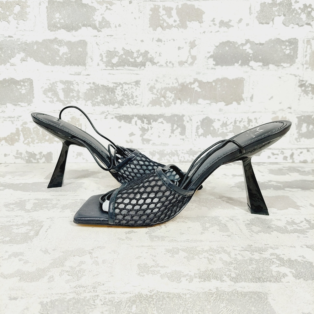 NEW Marc Fisher Leather Dallyn Black Heeled Ankle Strap Sandals O510 - Picture 4 of 11